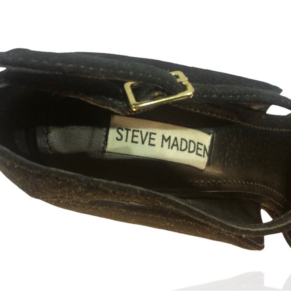 Steve Madden 🅟🅡🅔-🅞🅦🅝🅔🅓 Platform Black Suede Shoes Size 10 US - Picture 3 of 10